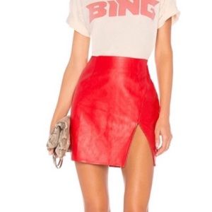 Super Down Red Faux Leather Mini Skirt